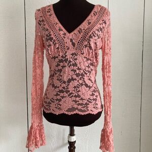 Moda International Peach Lace Top Size Small/Medium
